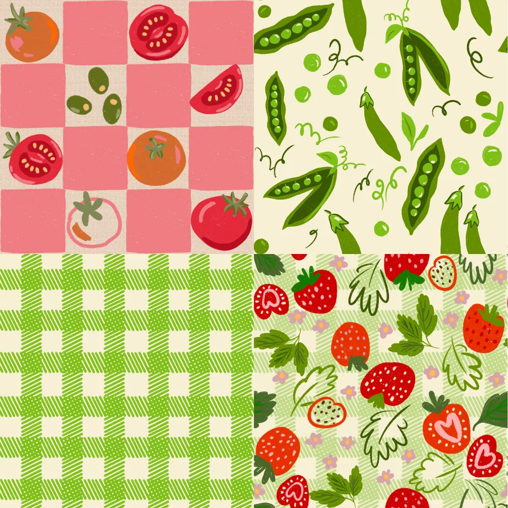 A grid of 4 farm designs from kosarandrea