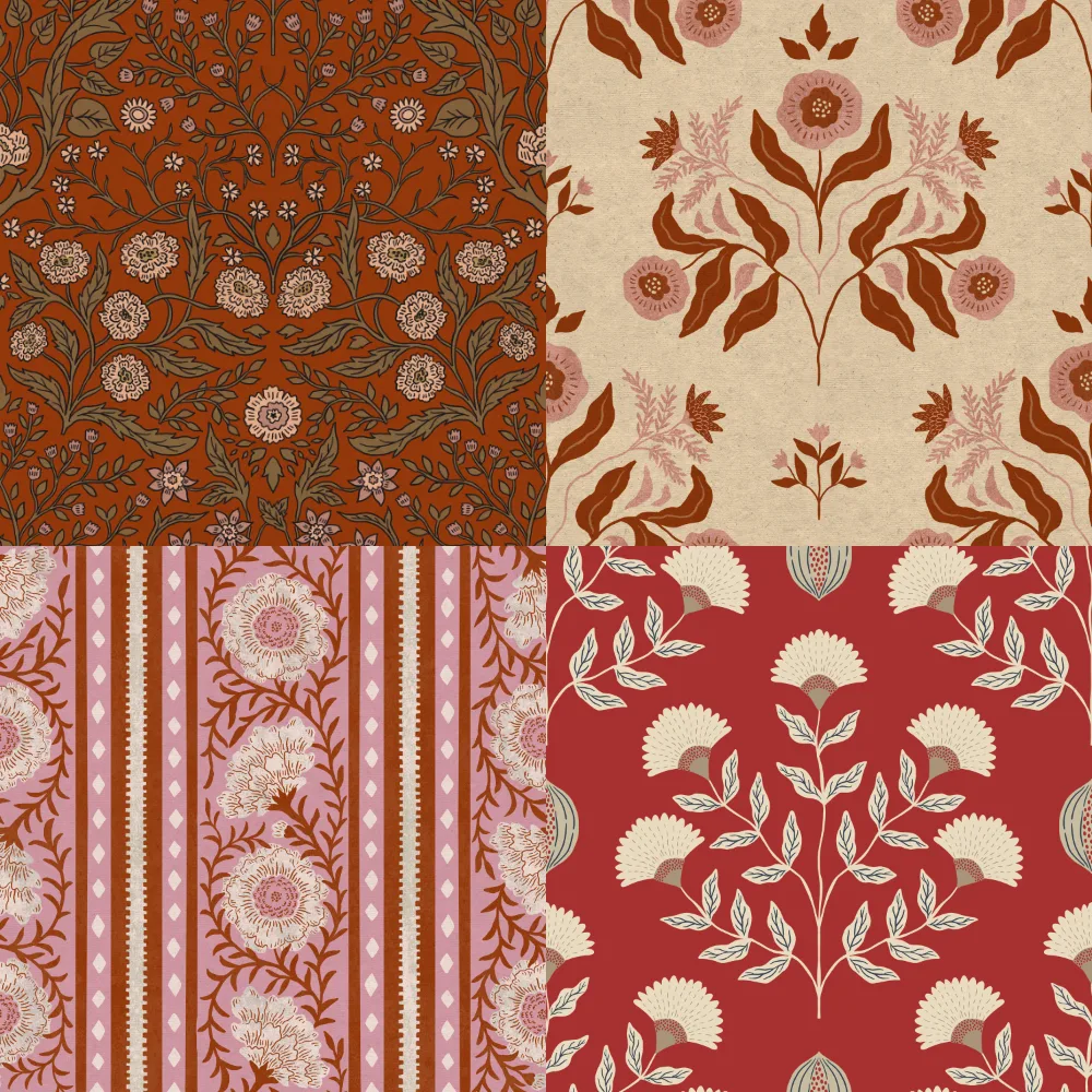 A grid of 4 traditional heritage designs by scarlet_soleil