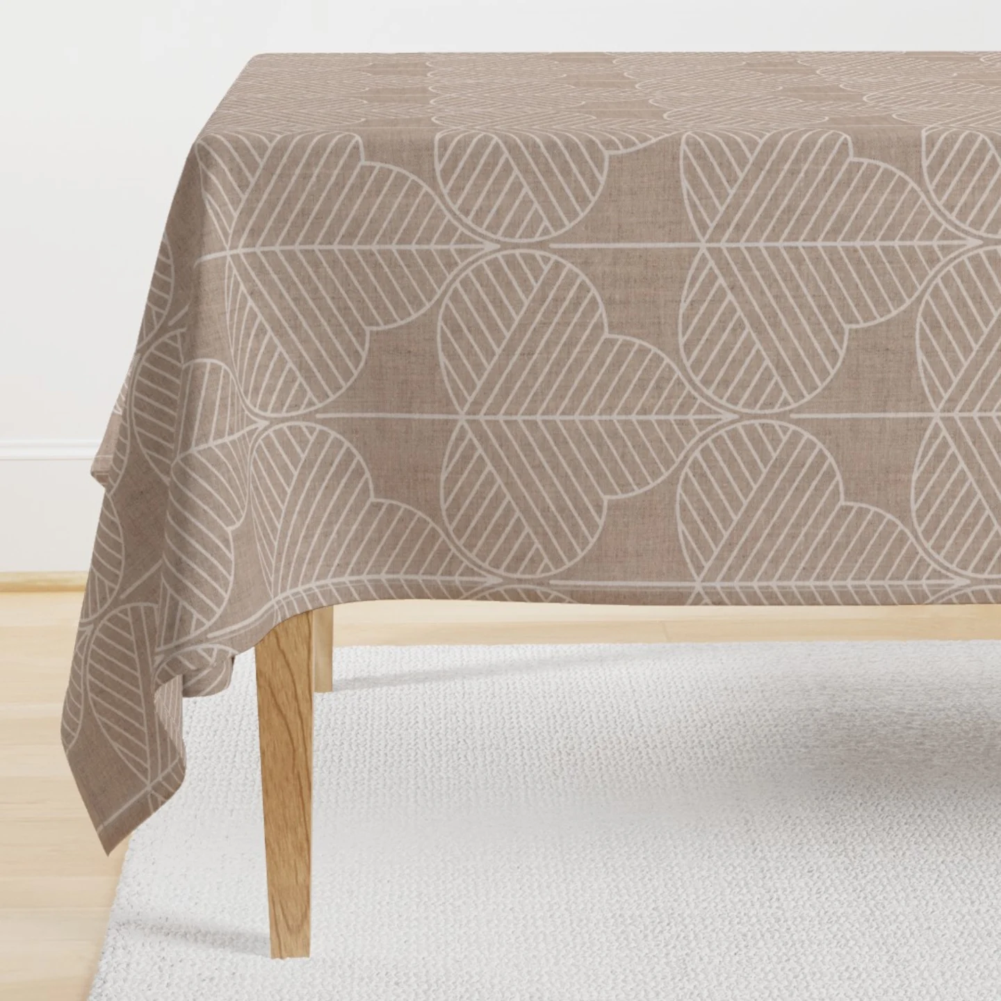 Neutral beige white geometric rectangular tablecloth