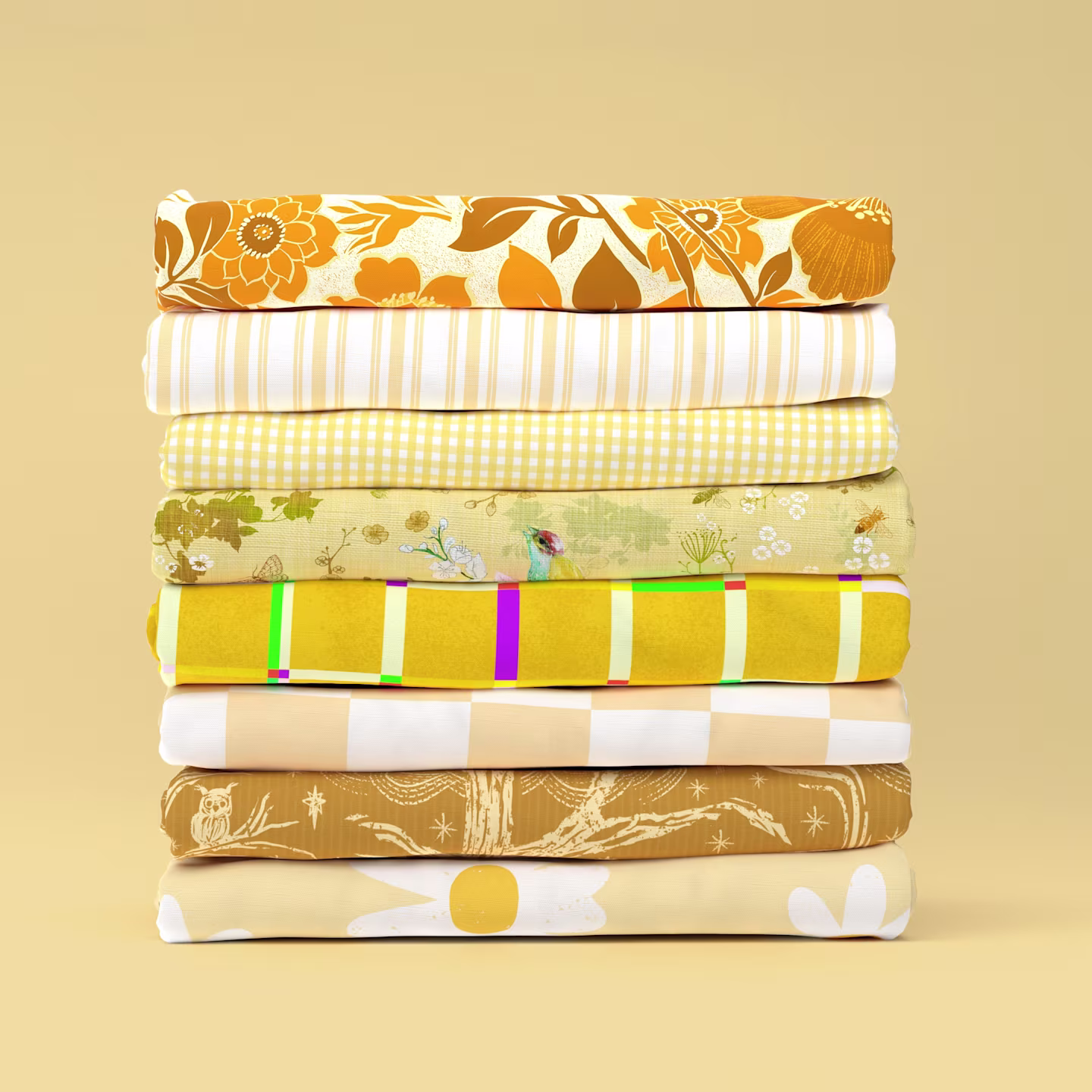 Stack of yellow fabrics