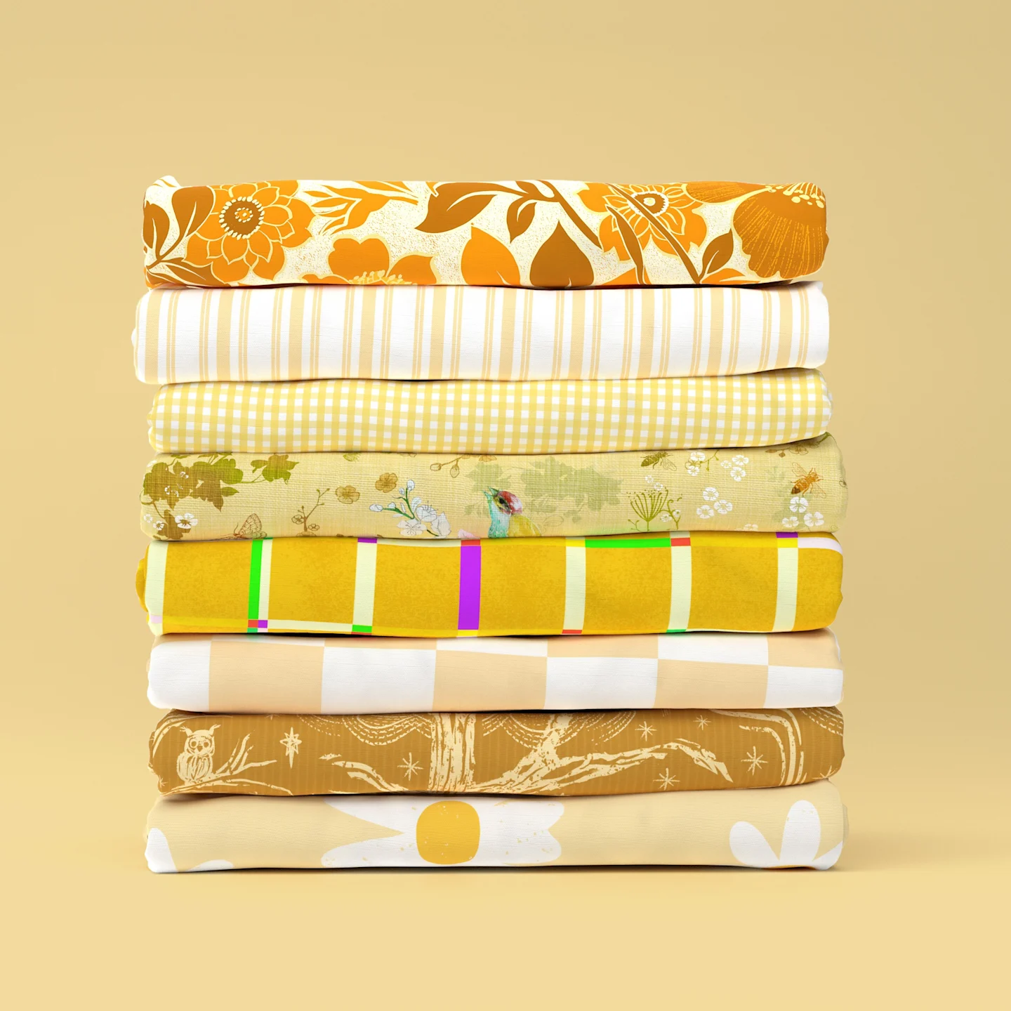 Stack of yellow fabrics