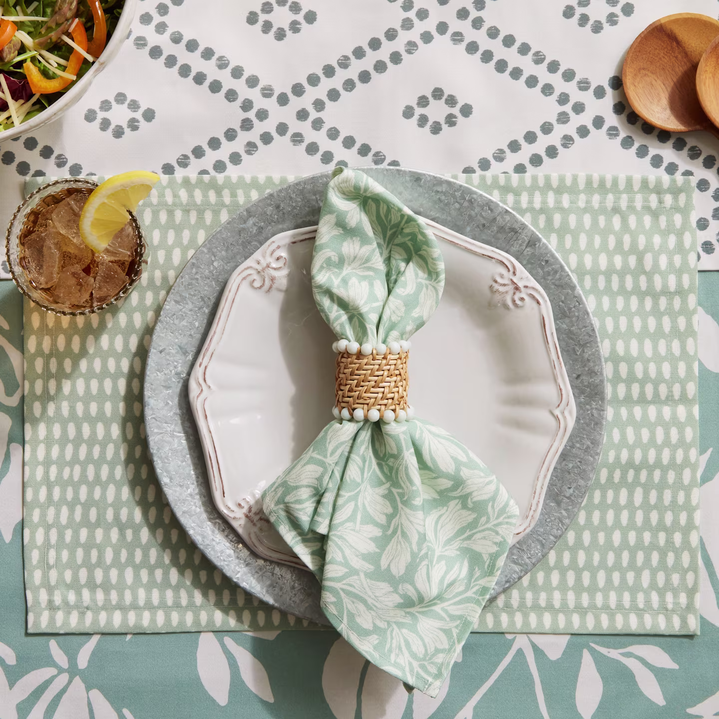 Sage green farmhouse table linens