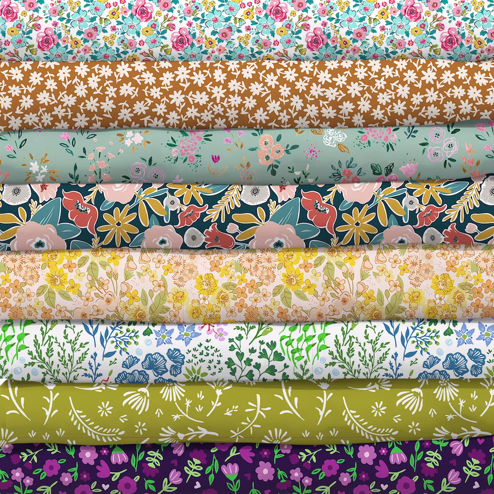 Stack of floral fabrics