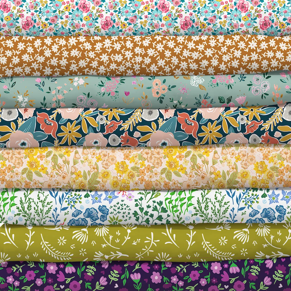 Stack of floral fabrics