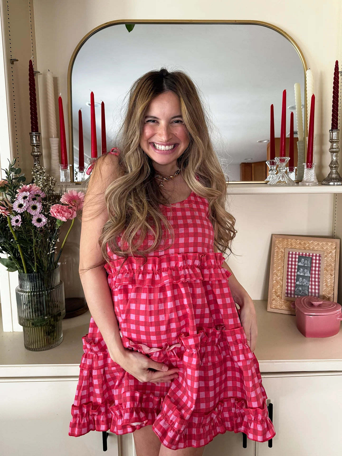 Alissah Threads in her handmade ruffled dress