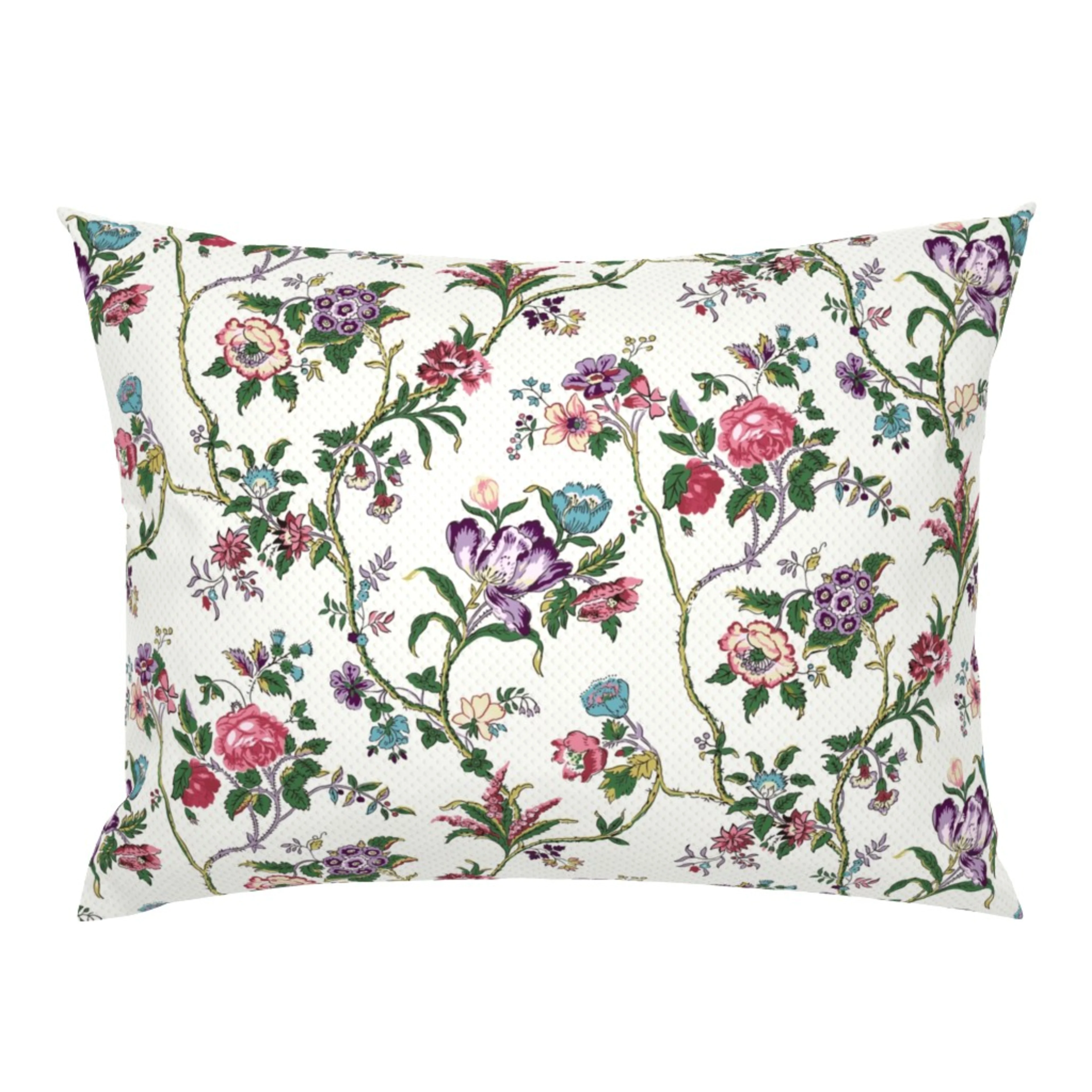 A traditional floral chintz standard sham