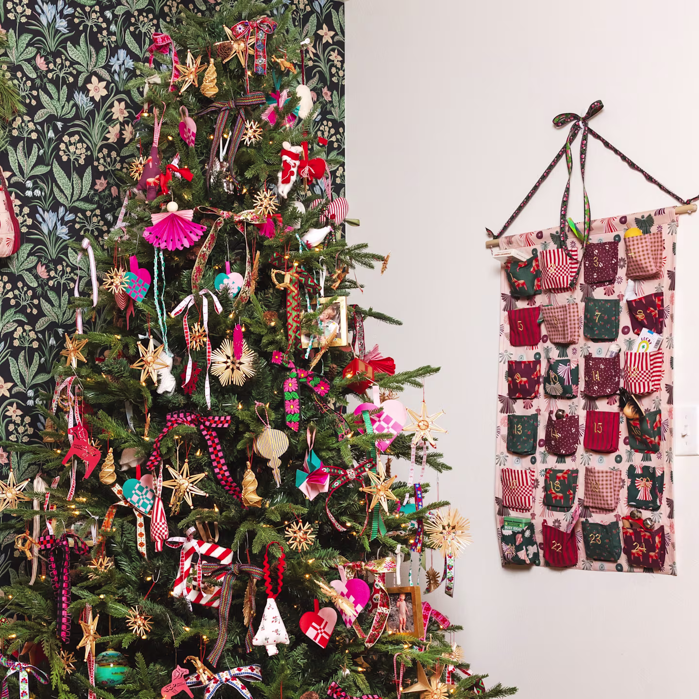 Photo of Brittany of The House That Lars Built home decorated for Christmas including a handmade advent calendar.
