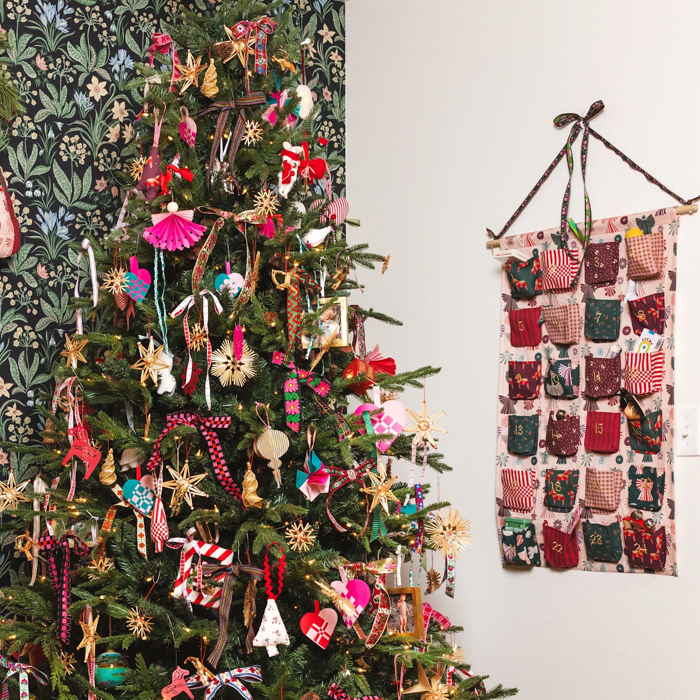 Photo of Brittany of The House That Lars Built home decorated for Christmas including a handmade advent calendar.