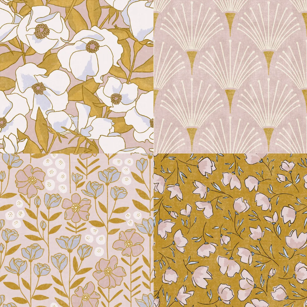 A grid of 4 floral designs from amy_maccready