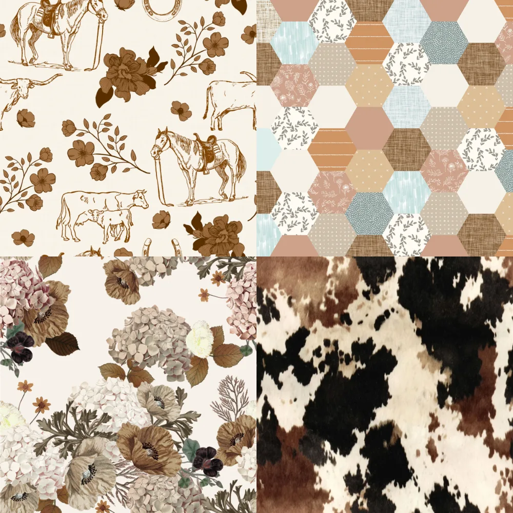 A grid of 4 western designs from ivieclothco