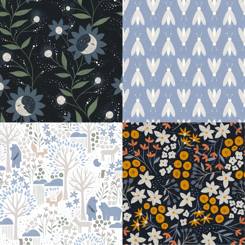 A grid of 4 baby designs with a forest theme by amy_maccready