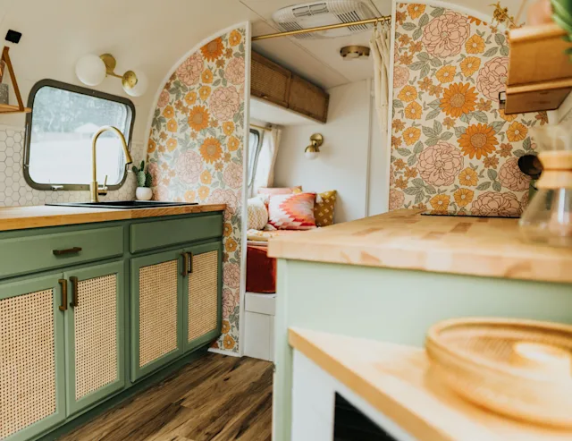 Block Print Tulips Yellow (small) Wallpaper | Spoonflower