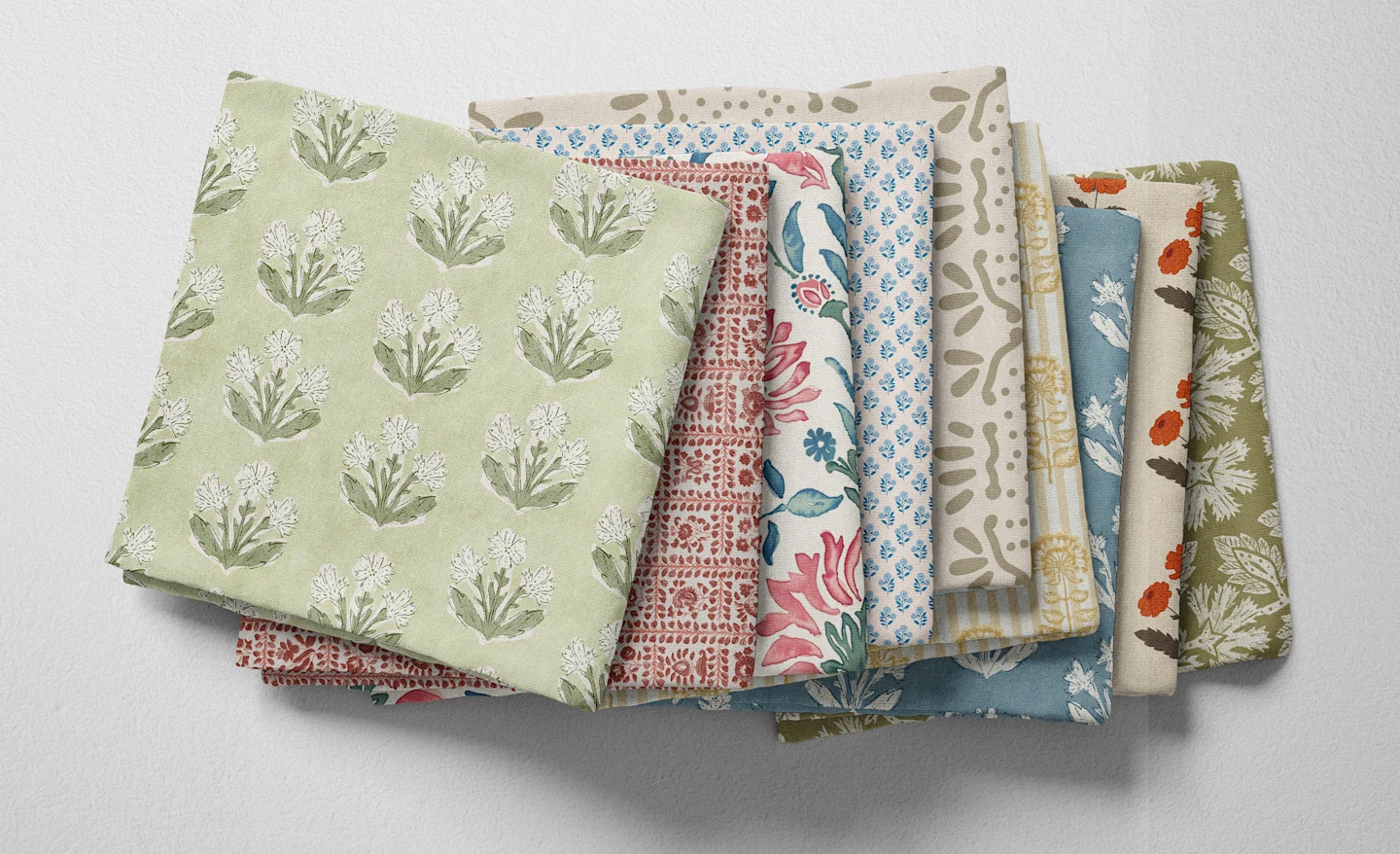 Colorful folded Spoonflower fabric