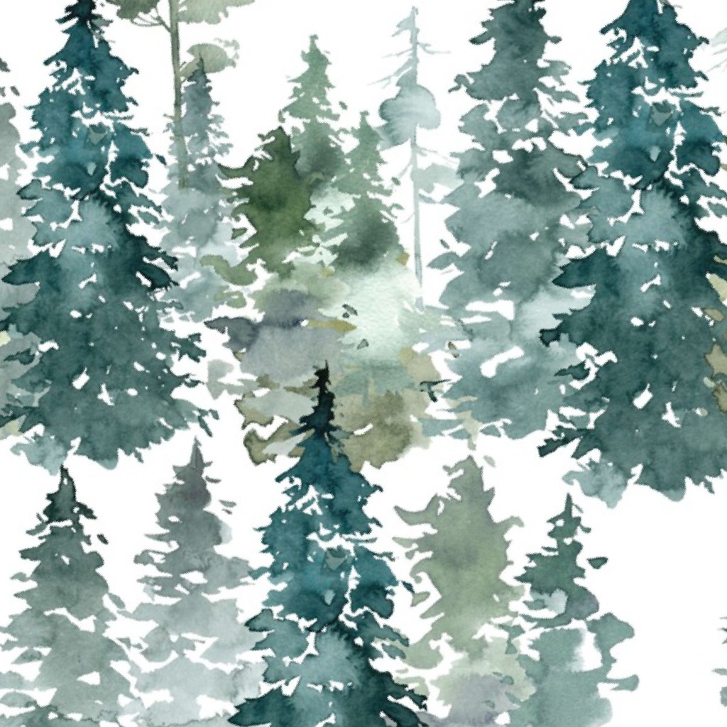 8" Woodland Trees - White Fabric by shopcabin