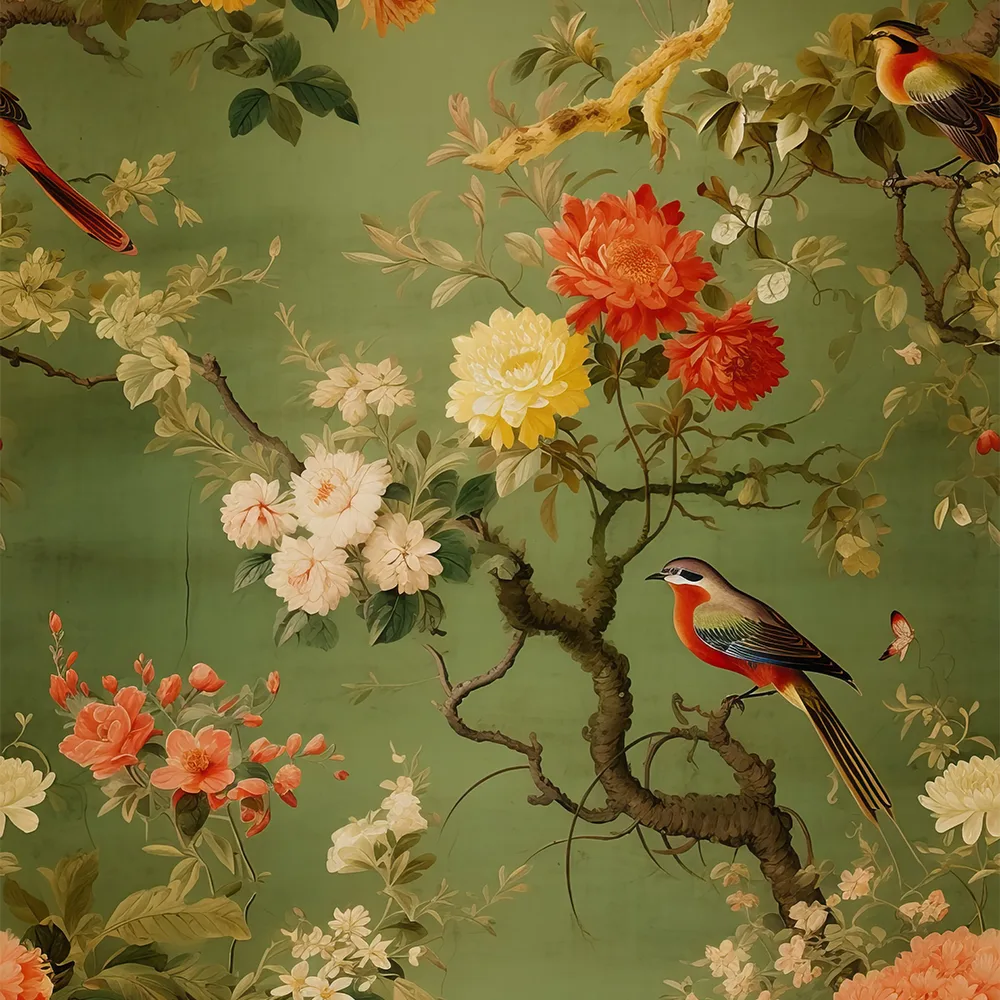 A botanical chinoiserie scene from nickleen