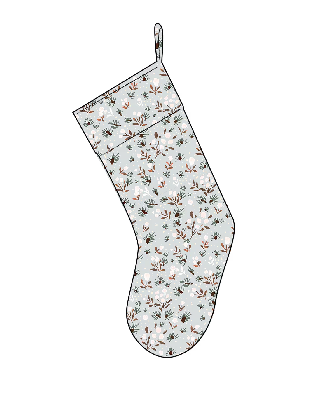 Mock up of Patterns by LL Christmas Stocking sewing pattern in a Spoonflower fabric