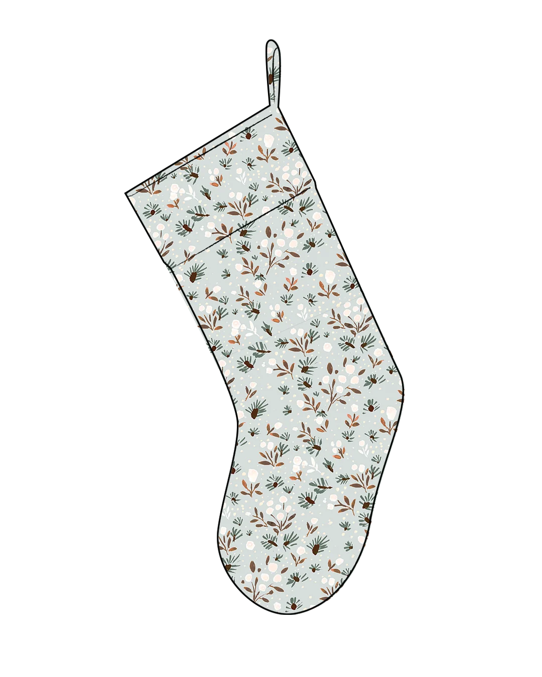 Mock up of Patterns by LL Christmas Stocking sewing pattern in a Spoonflower fabric