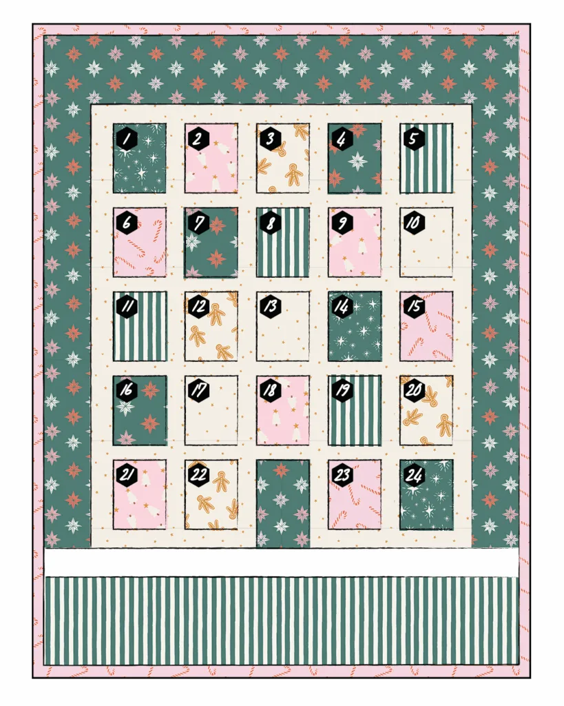 Mock up of TQandLPQPatternShop's Patchwork Advent Calendar