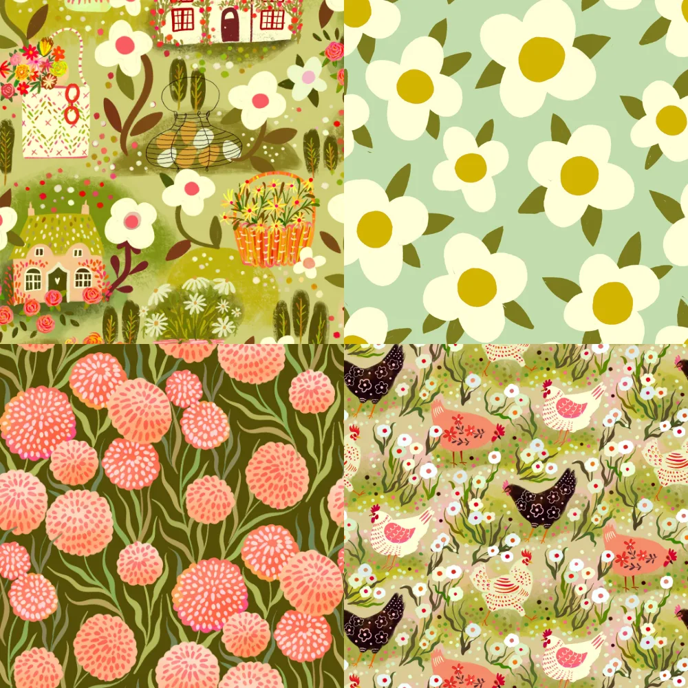 A grid of 4 farm designs from miraparadies
