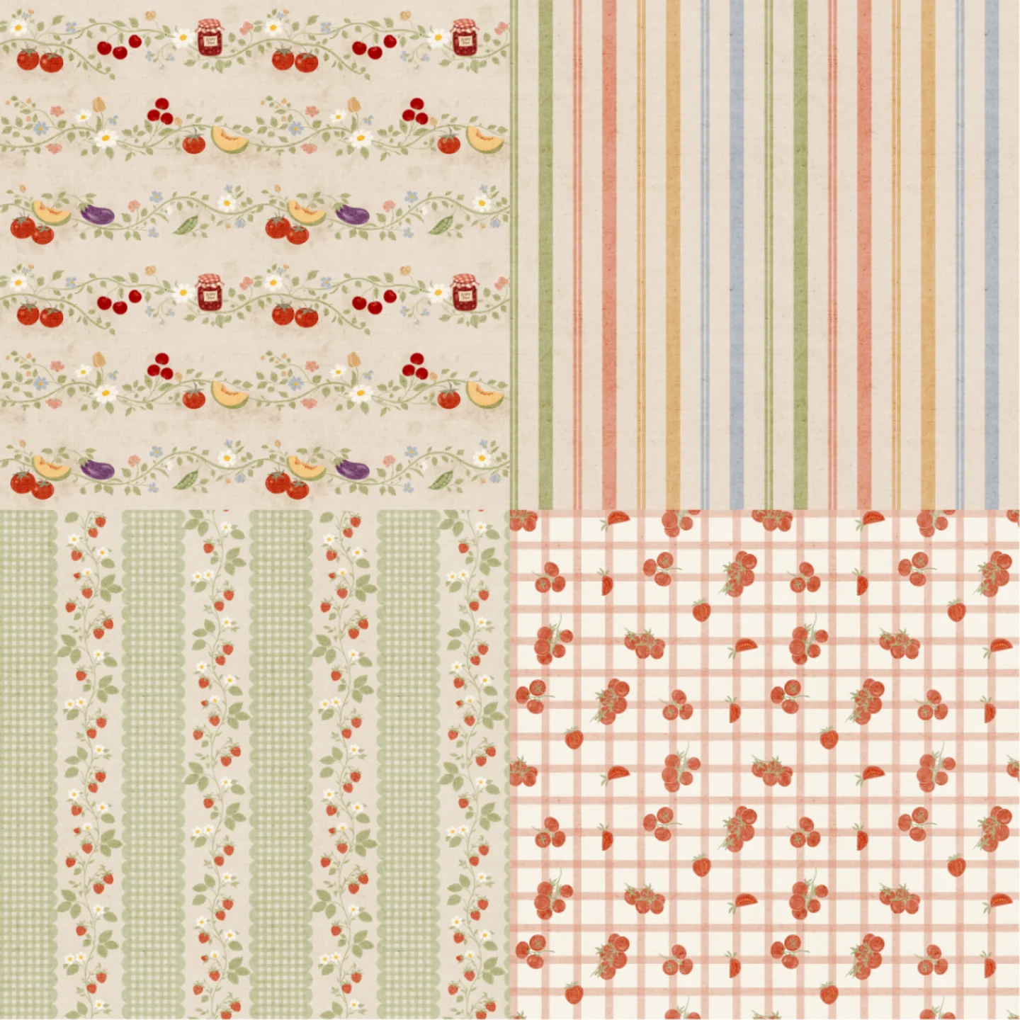 A grid of 4 farmer's market designs from colorwithdelight