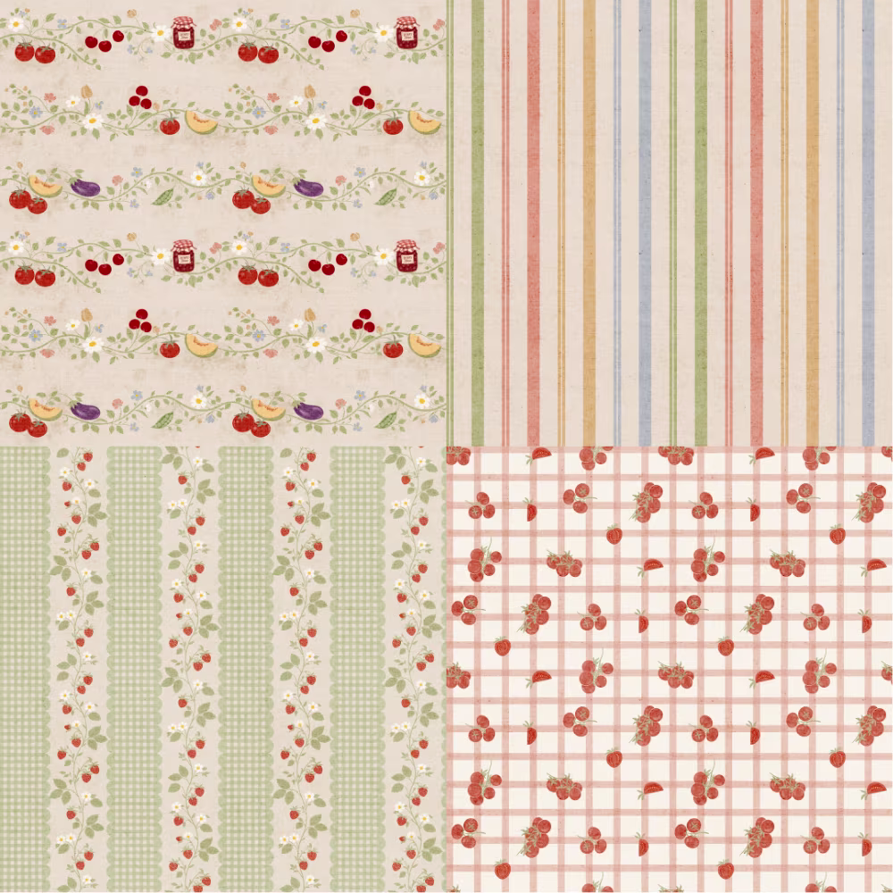A grid of 4 farmer's market designs from colorwithdelight