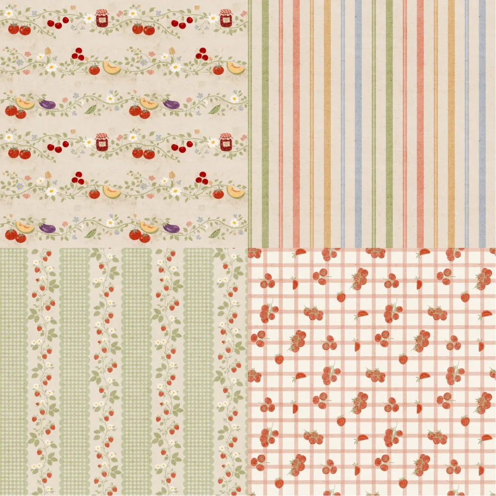 A grid of 4 farmer's market designs from colorwithdelight