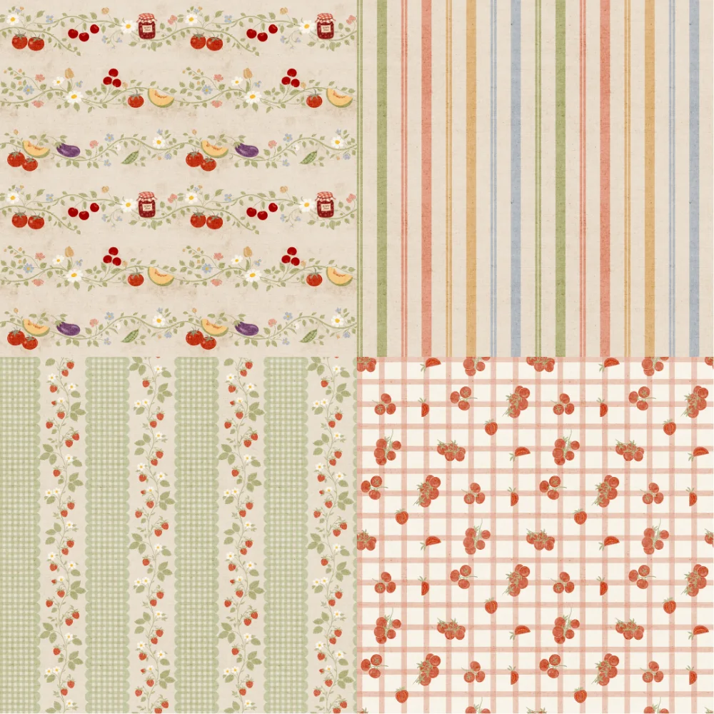 A grid of 4 farmer's market designs from colorwithdelight