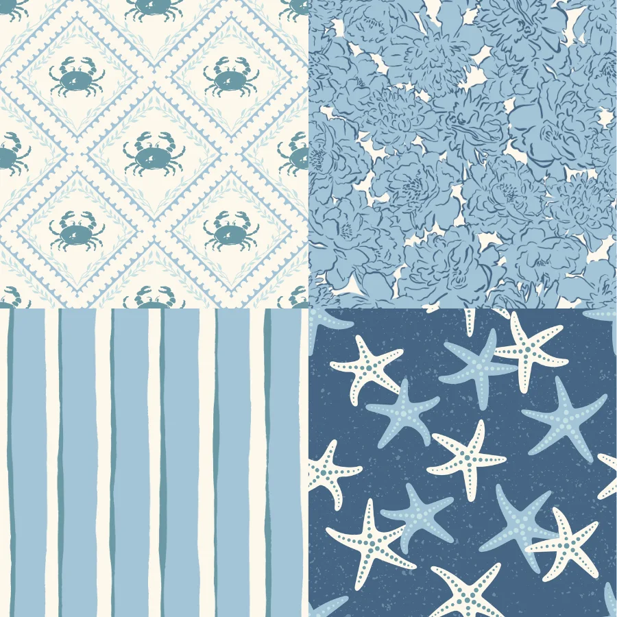 A grid of 4 coastal designs from kim_morrow