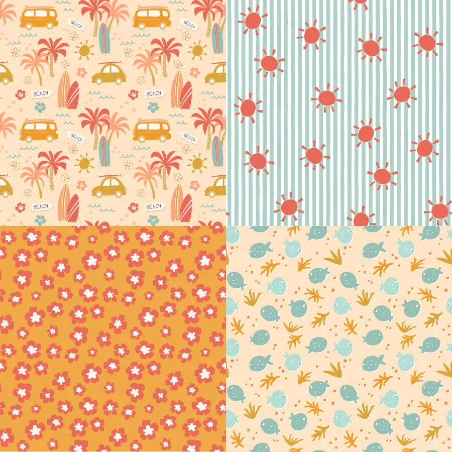 A grid of 4 summer designs from jen_beck_design