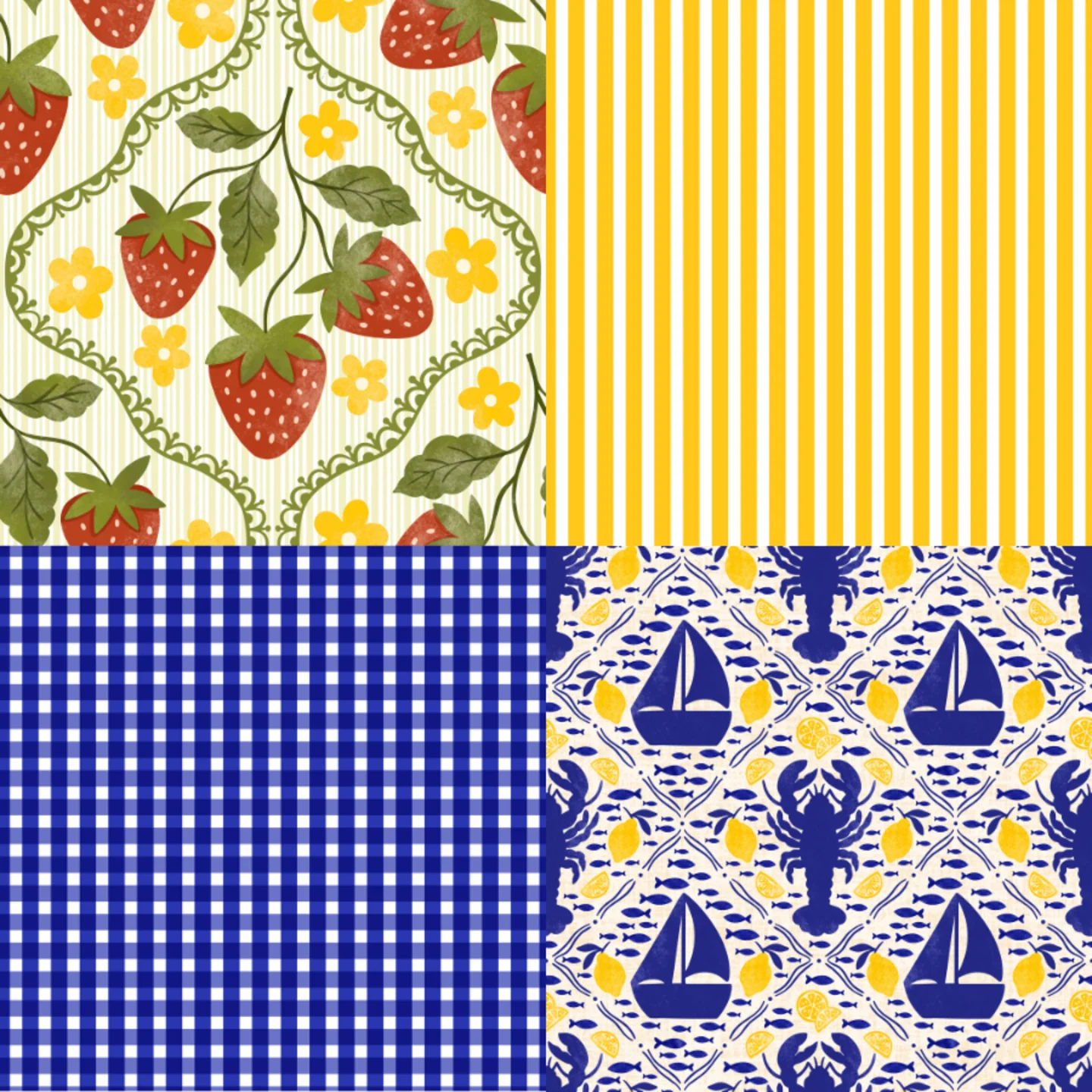A grid of 4 summer designs from elenagabrieladesign