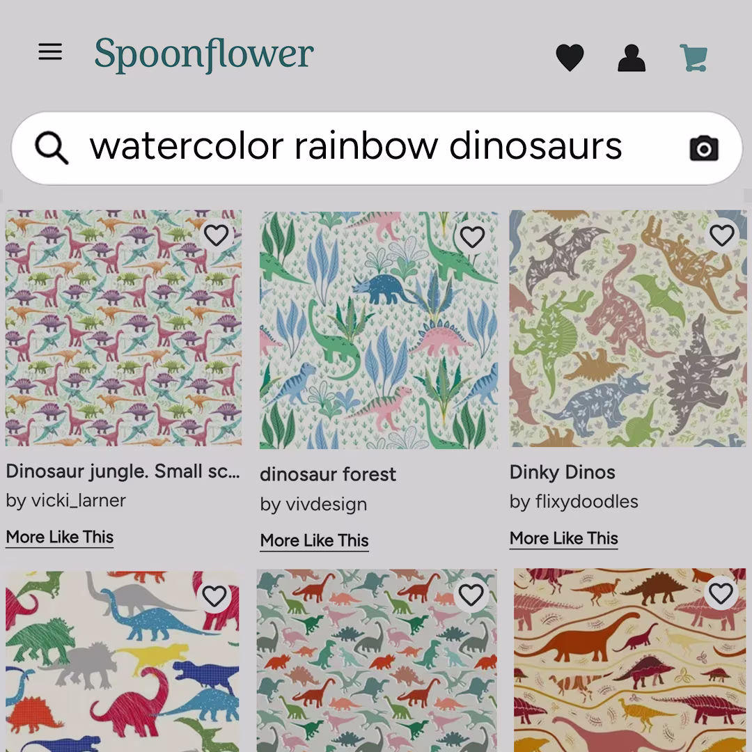 Typing watercolor rainbow dinosaurs into search.