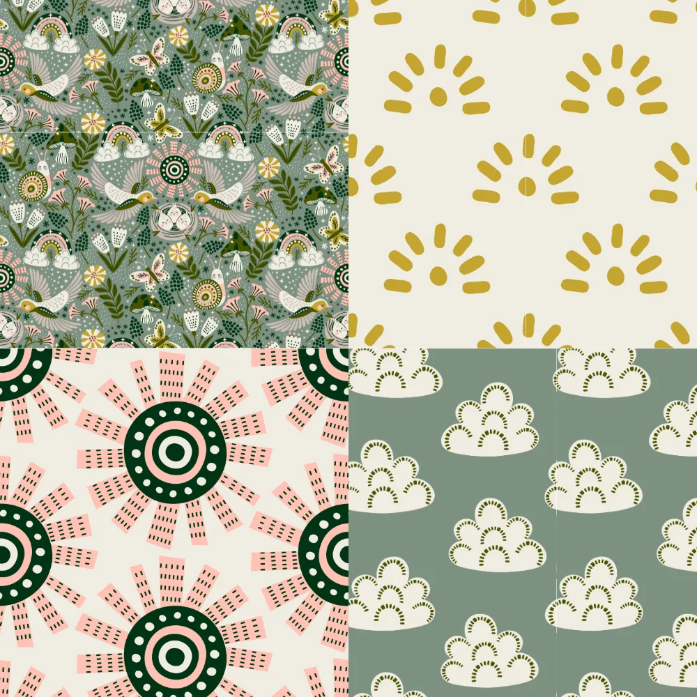 A grid of 4 baby designs with a nature theme by eliveradesigns