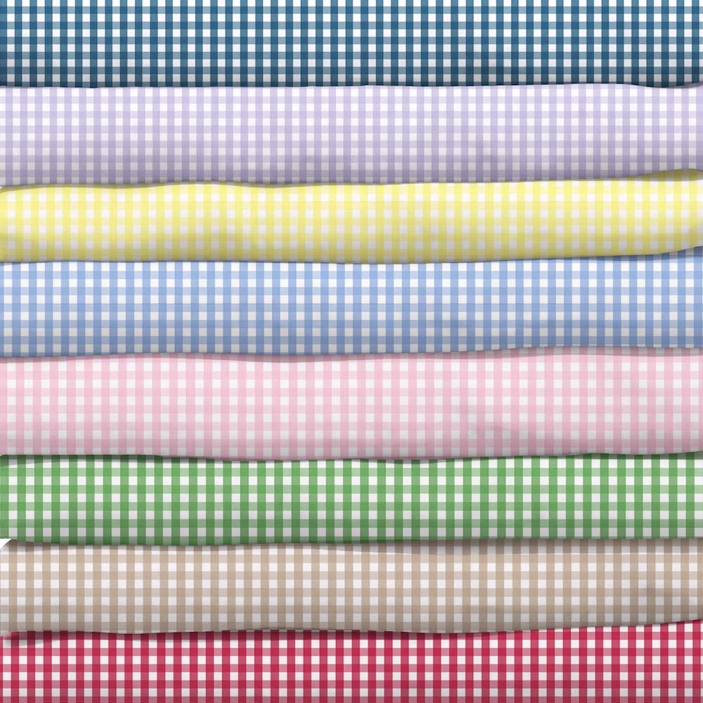 Stack of gingham fabric
