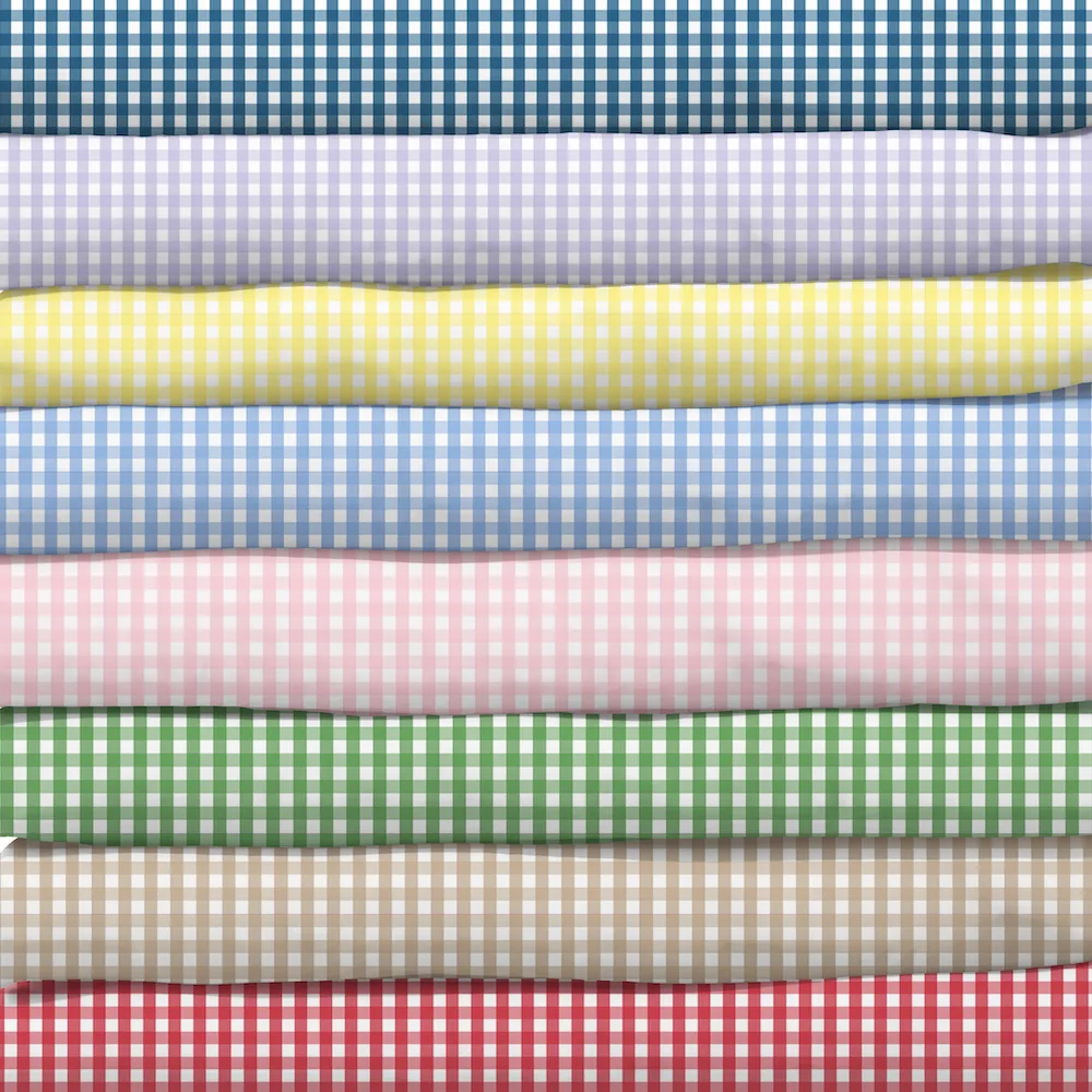 Stack of gingham fabric