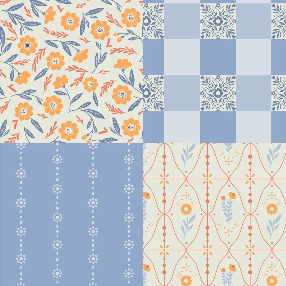 A grid of 4 floral designs from hollyreesedesign