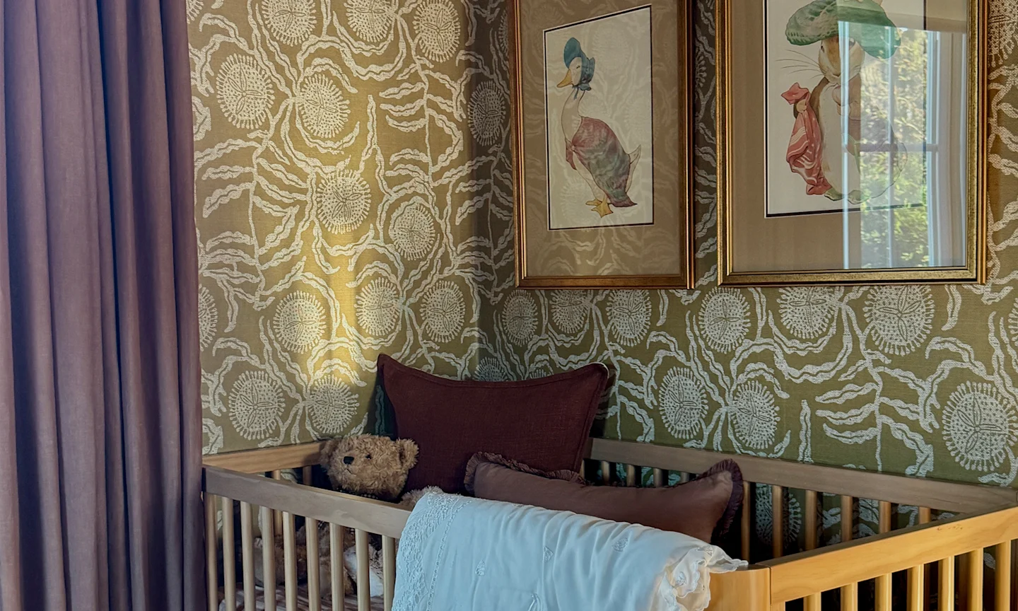 Nursery with peel and stick wallpaper in SENNA by holli_zollinger.