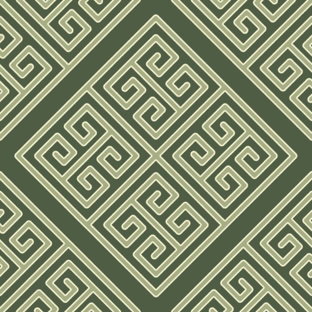 Bayeux Greek Key Green Wallpaper by eclectic_house
