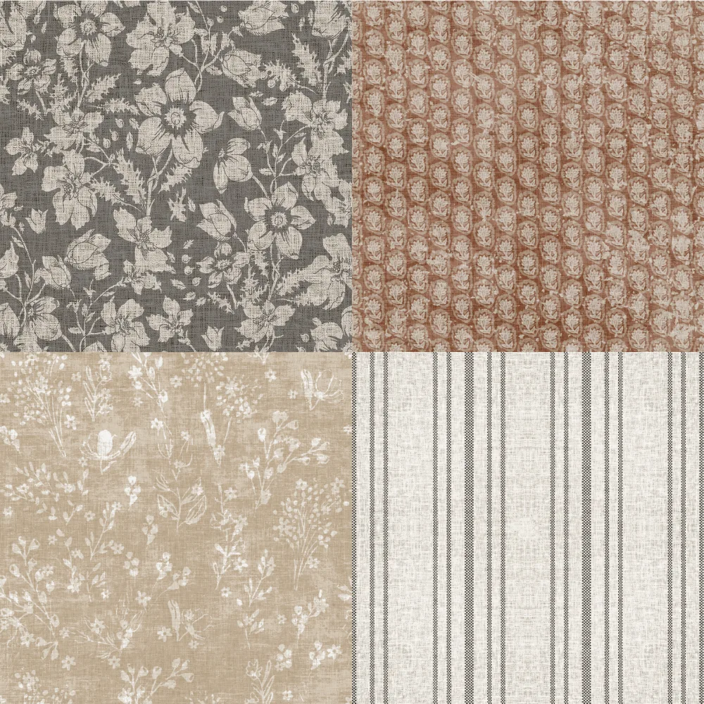 A selection of folded fabric by Spoonflower