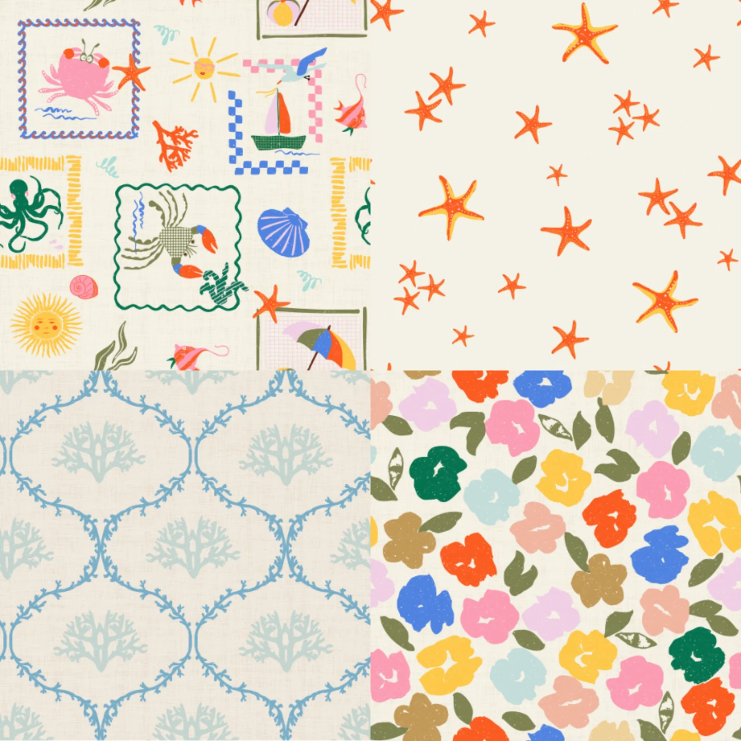 A grid of 4 coastal designs from creative_dialogue