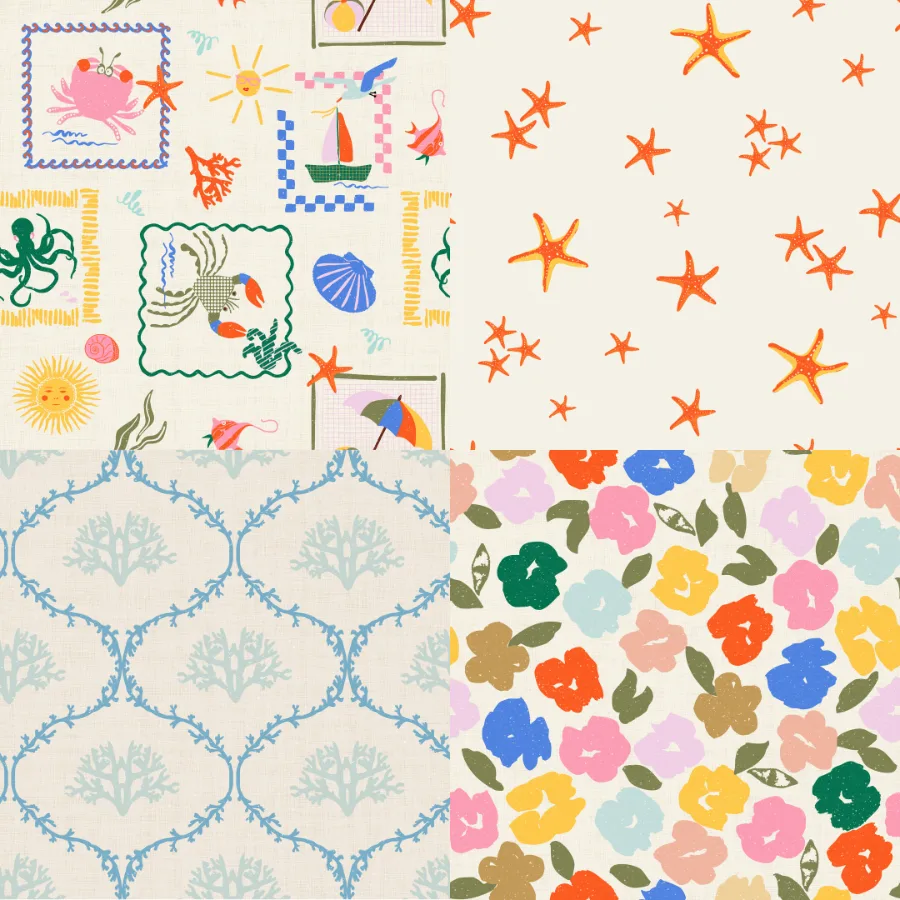 A grid of 4 coastal designs from creative_dialogue