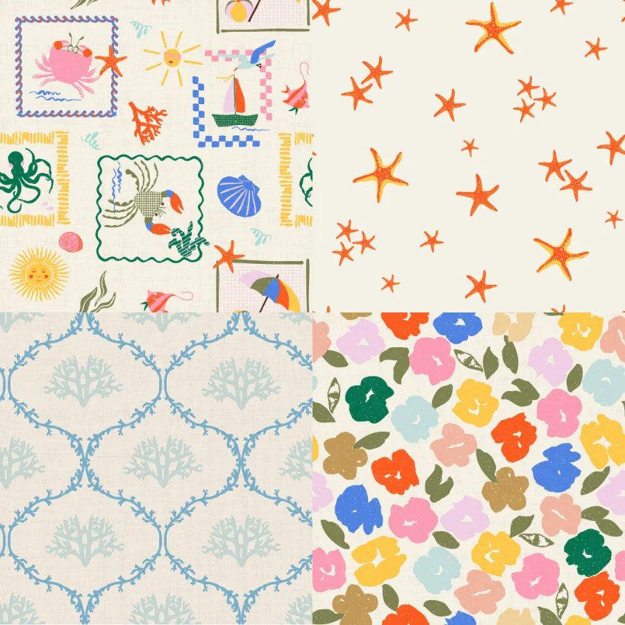 A grid of 4 coastal designs from creative_dialogue