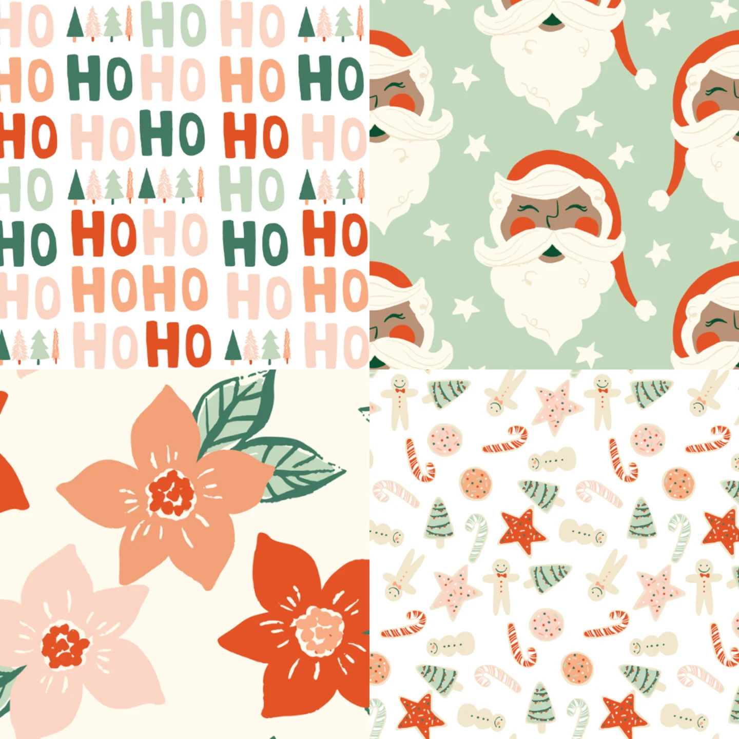 A grid of 4 Christmas designs from indybloomdesign
