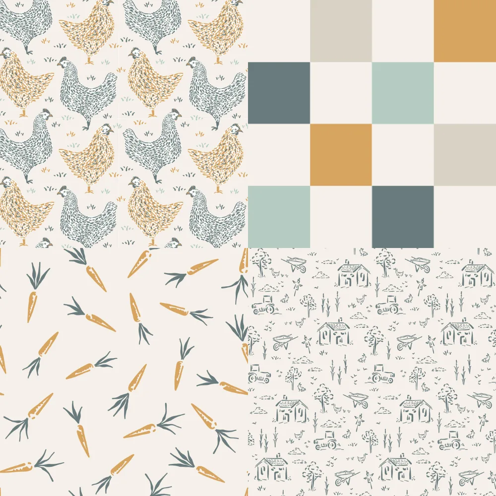 A grid of 4 farm designs from presuttidesign