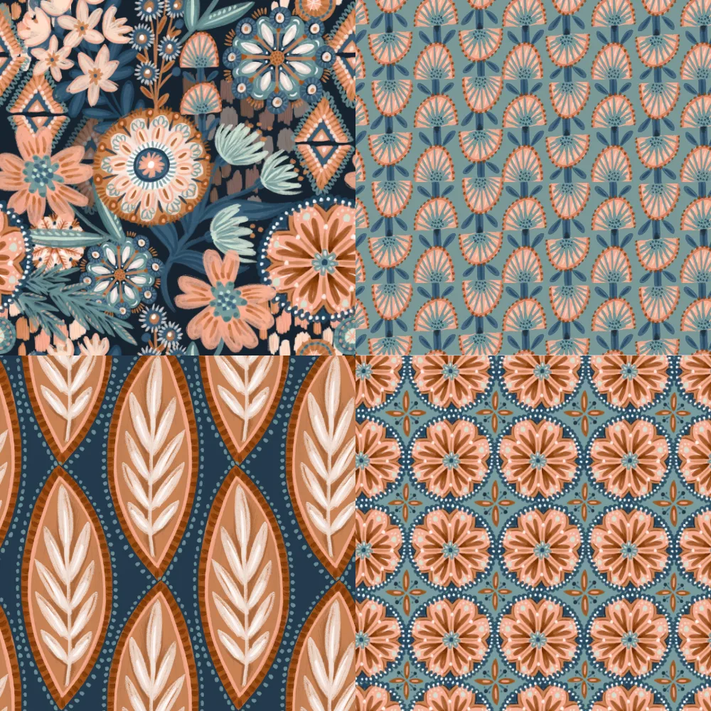 A grid of 4 boho designs from fineapple_pair