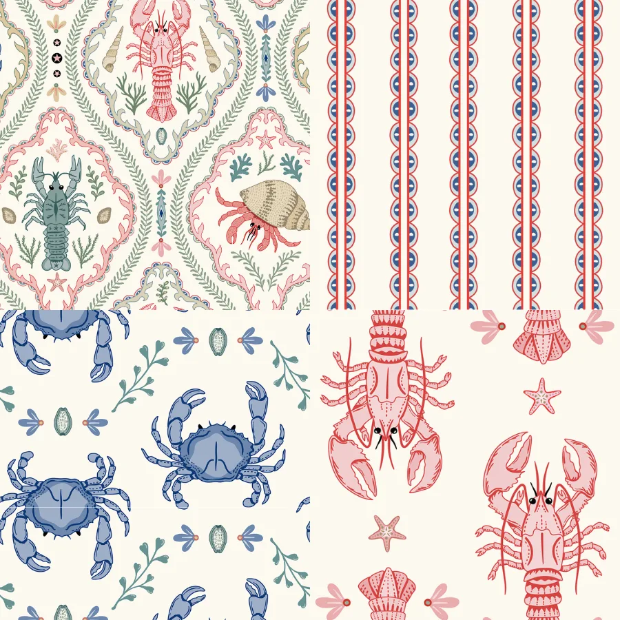 A grid of 4 coastal designs from misentangledvision