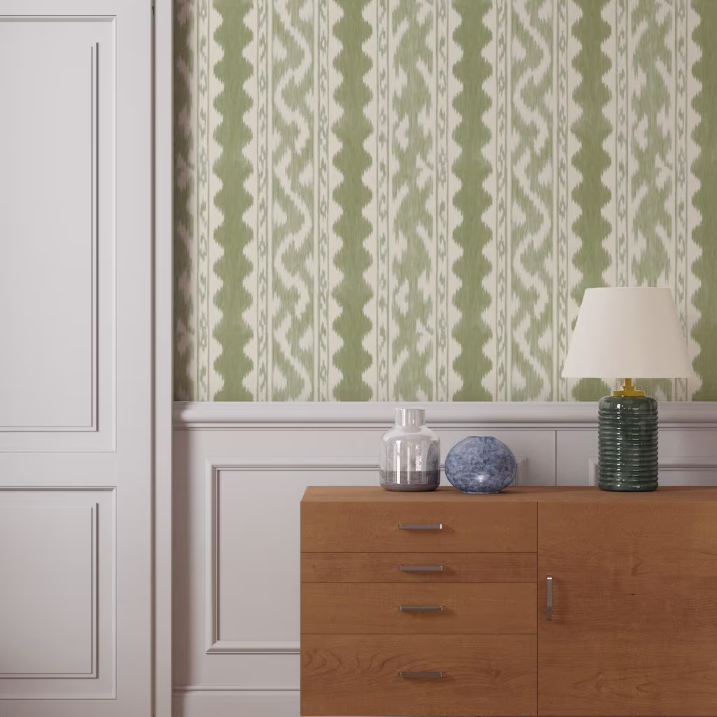 Wallpaper in Seaside Ikat Favorite Green by whitneyenglish
