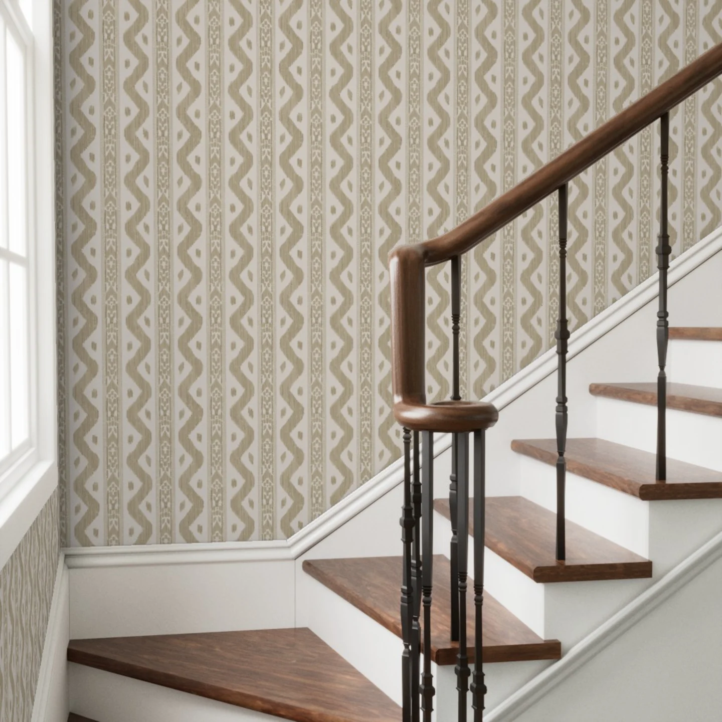 Wallpaper in Mariah Ikat Ennis Tan by whitneyenglish