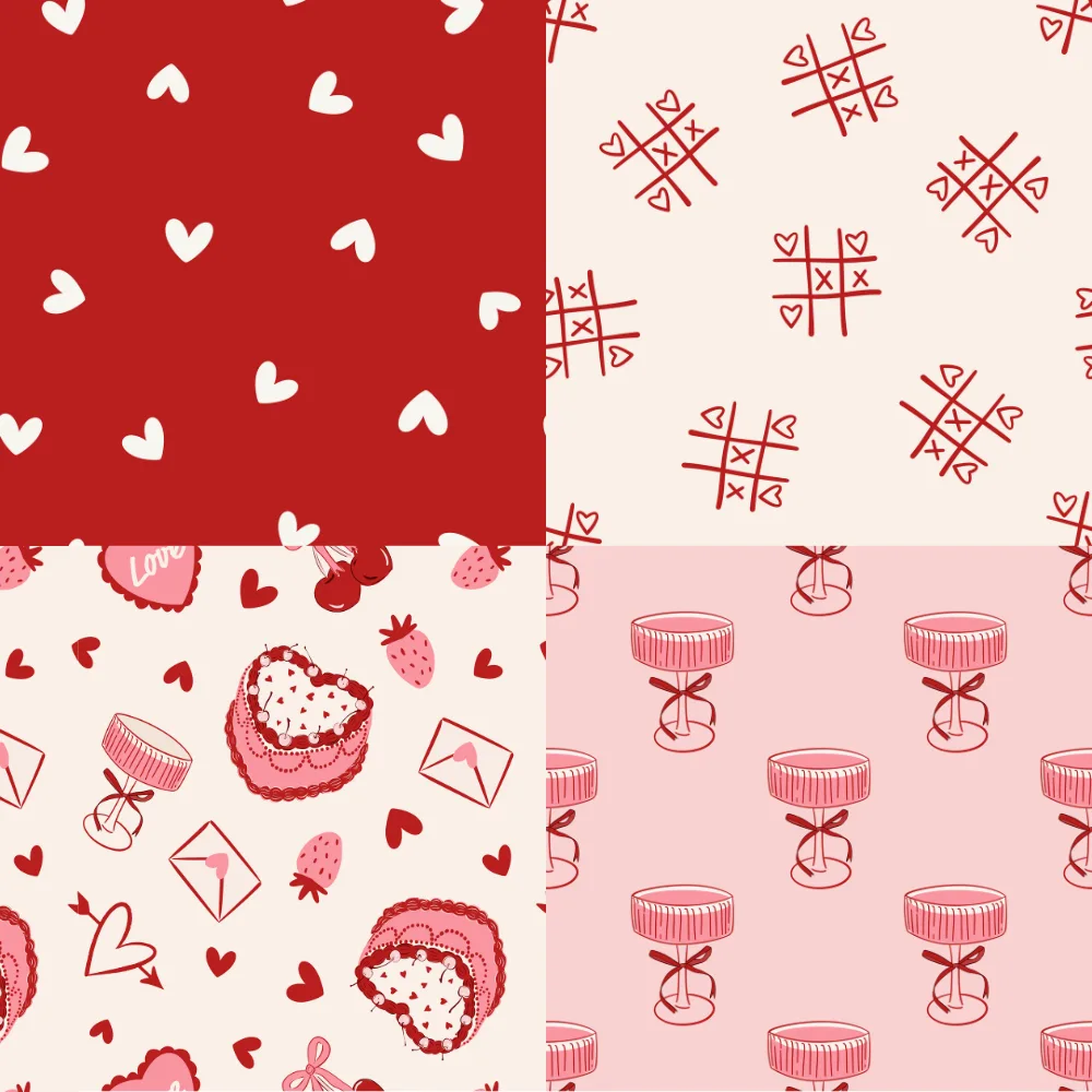 A grid of 4 Valentine's Day designs from pruemelanie_
