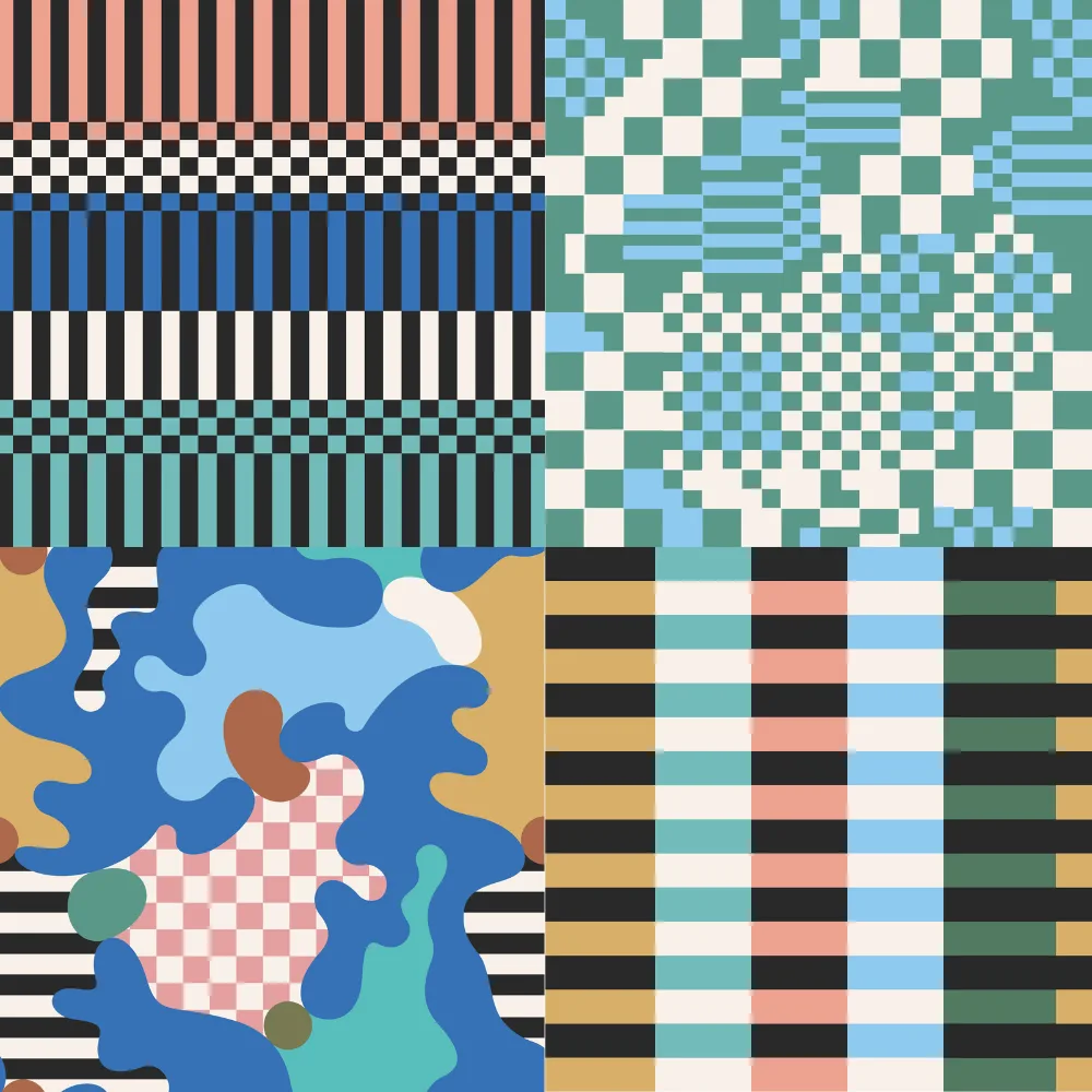 A grid of 4 maximalist designs from benbeaudoinstudio