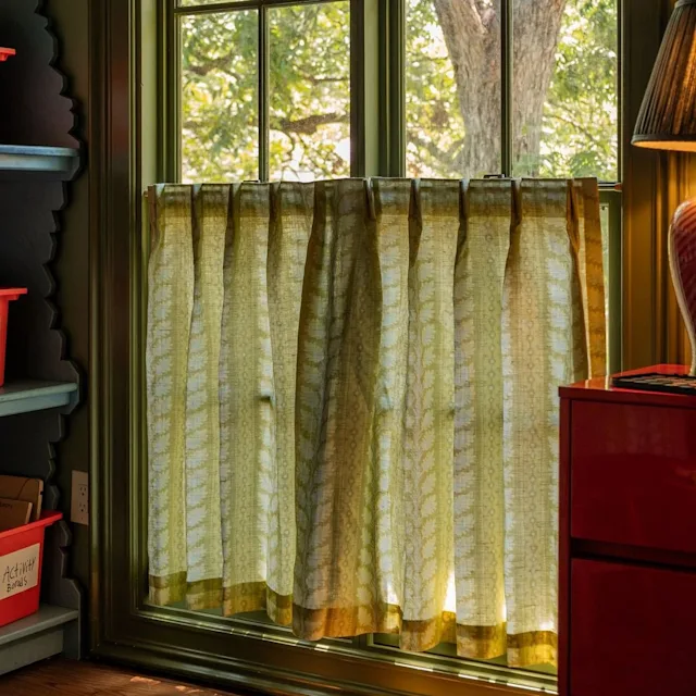 Japandi Concentric Lines in Moody Blue on Light Cream Linen Wabi Sabi Fa...